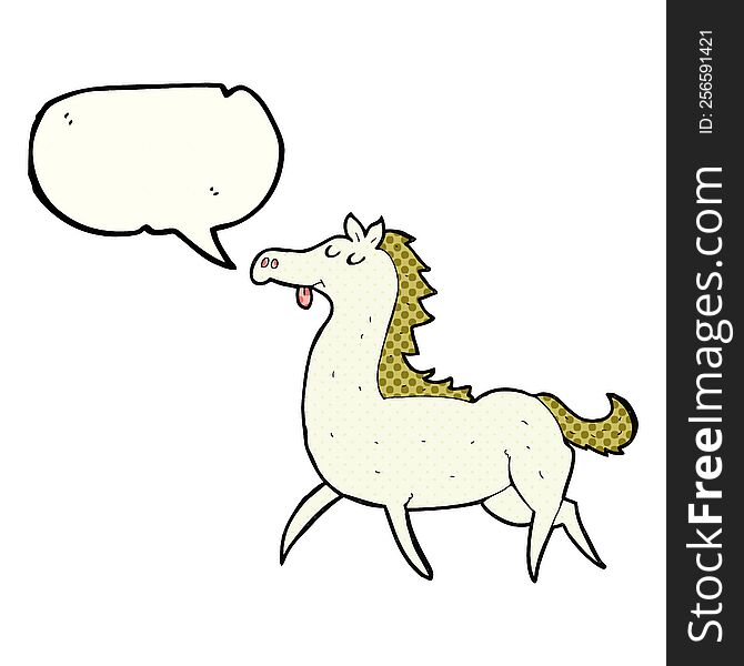freehand drawn comic book speech bubble cartoon horse