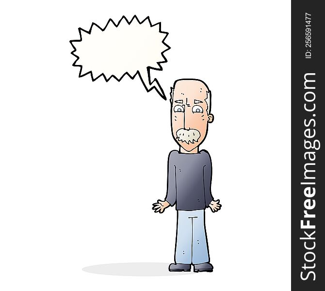 Cartoon Dad Shrugging Shoulders With Speech Bubble