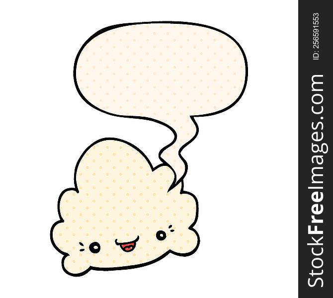 cartoon cloud with speech bubble in comic book style