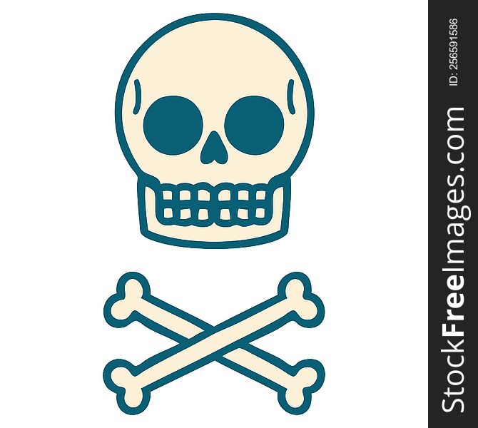 Tattoo Style Icon Of A Skull And Bones