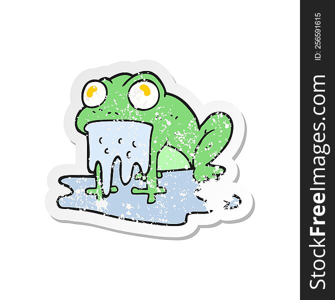 Retro Distressed Sticker Of A Cartoon Gross Little Frog