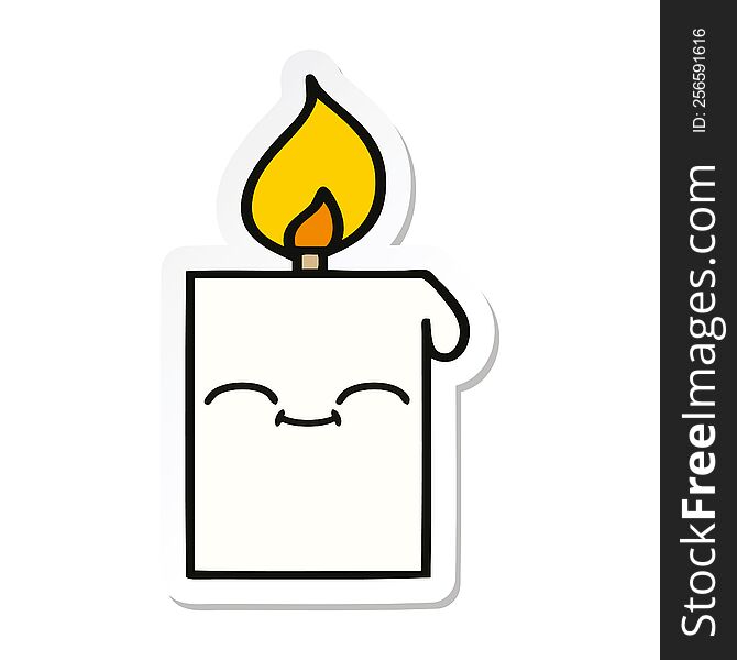 Sticker Of A Cute Cartoon Lit Candle