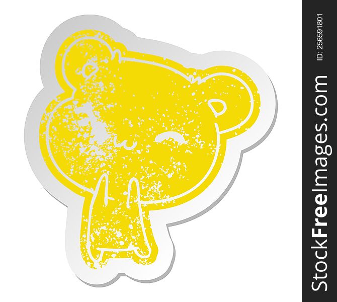 distressed old sticker kawaii cute teddy bear