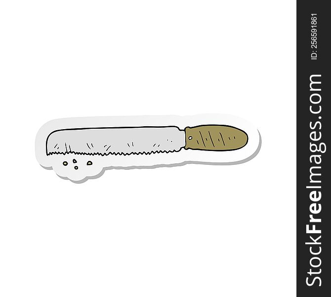 sticker of a cartoon bread knife