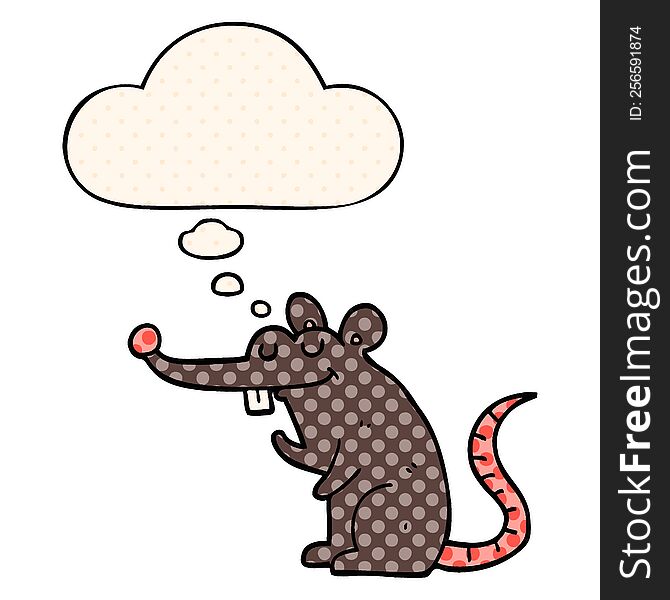 cartoon rat with thought bubble in comic book style