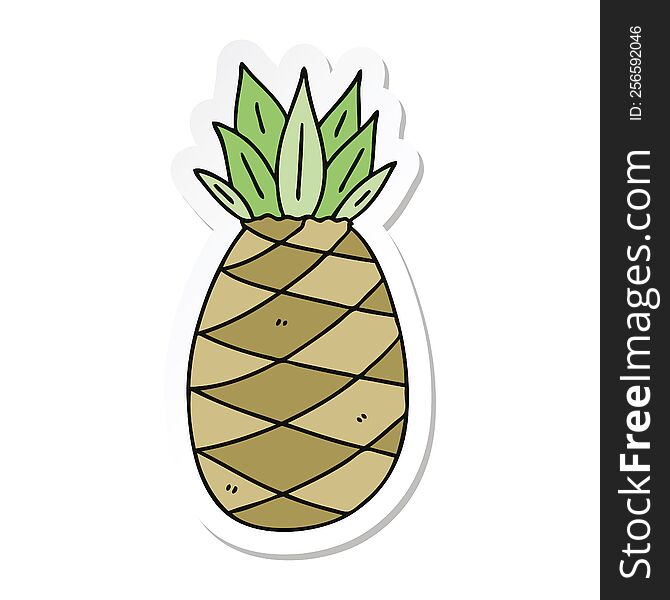 sticker of a quirky hand drawn cartoon pineapple