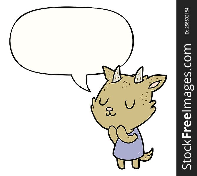 Cute Cartoon Goat And Speech Bubble