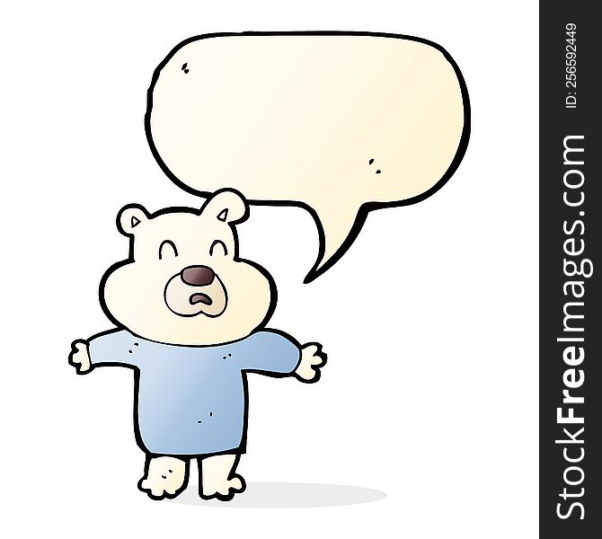 Cartoon Unhappy Polar Bear  With Speech Bubble