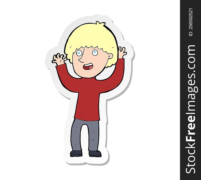 sticker of a cartoon happy boy laughing