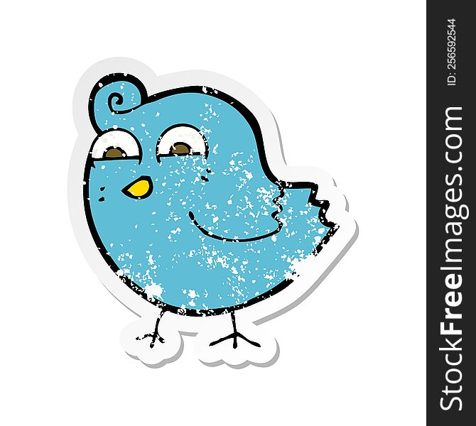 Retro Distressed Sticker Of A Cartoon Funny Bird