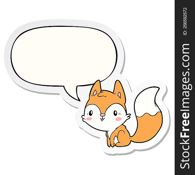 Cute Cartoon Fox And Speech Bubble Sticker