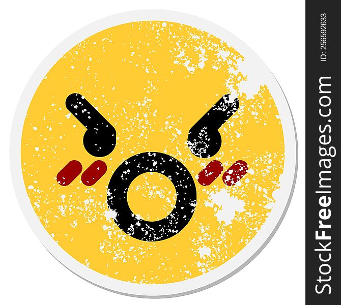 Angry Face Circular Sticker