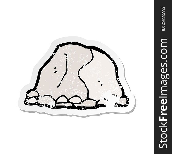 retro distressed sticker of a cartoon large rock