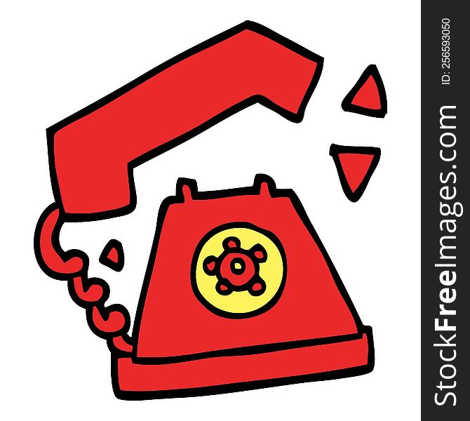 cartoon doodle retro telephone