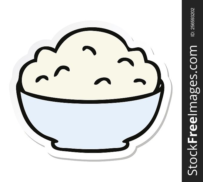 Sticker Of A Quirky Hand Drawn Cartoon Bowl Of Mash