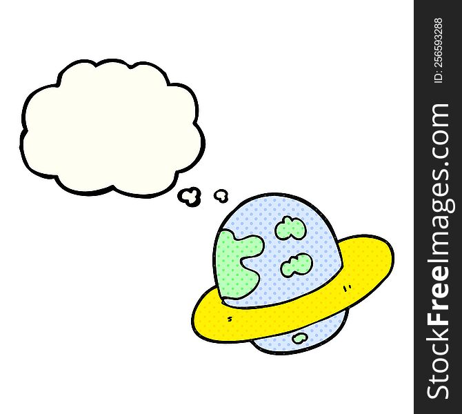 freehand drawn thought bubble cartoon planet