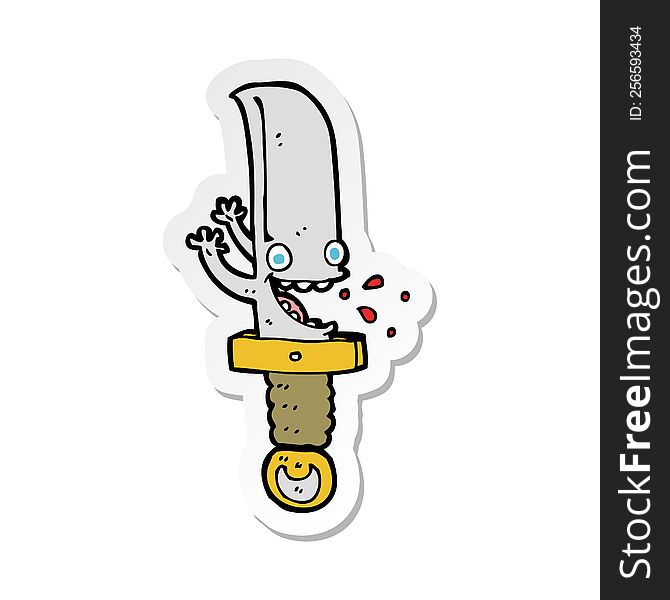 Sticker Of A Crazy Knife Cartoon Character