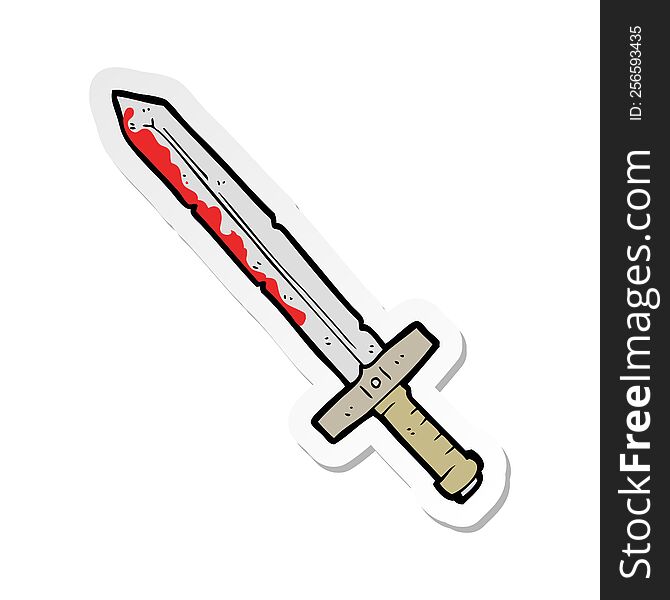 Sticker Of A Cartoon Bloody Sword