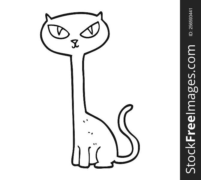 black and white cartoon cat