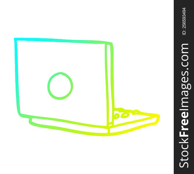 cold gradient line drawing of a laptop computer