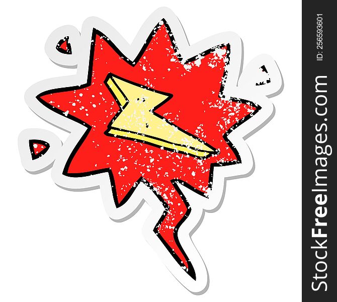 Cartoon Lightning And Speech Bubble Distressed Sticker
