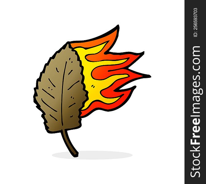 cartoon burning dry leaf symbol