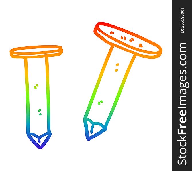 rainbow gradient line drawing of a cartoon old nails