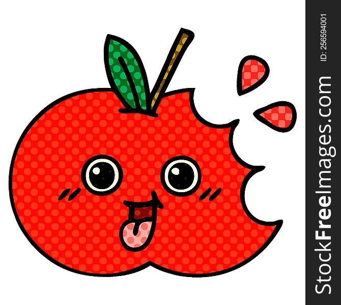 comic book style cartoon of a red apple