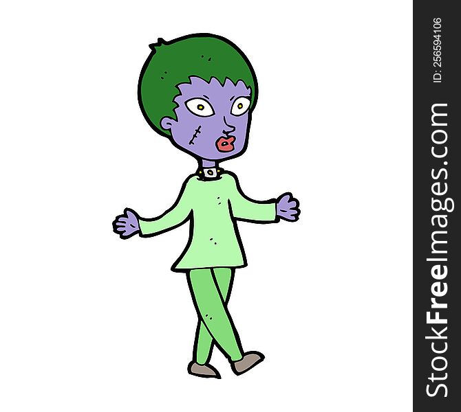 Cartoon Halloween Zombie Woman