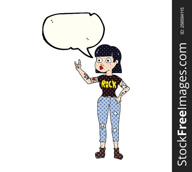 freehand drawn comic book speech bubble cartoon rock girl