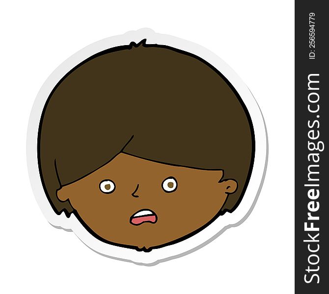 sticker of a cartoon unhappy boy