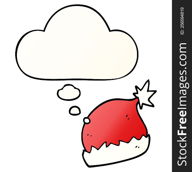 Cartoon Santa Hat And Thought Bubble In Smooth Gradient Style