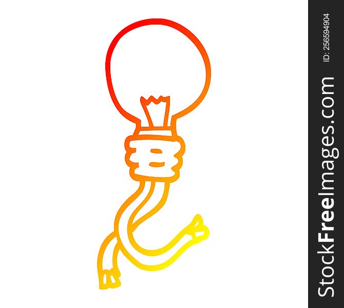 warm gradient line drawing of a cartoon electric light bulb