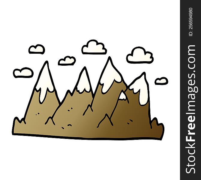 cartoon doodle mountain range