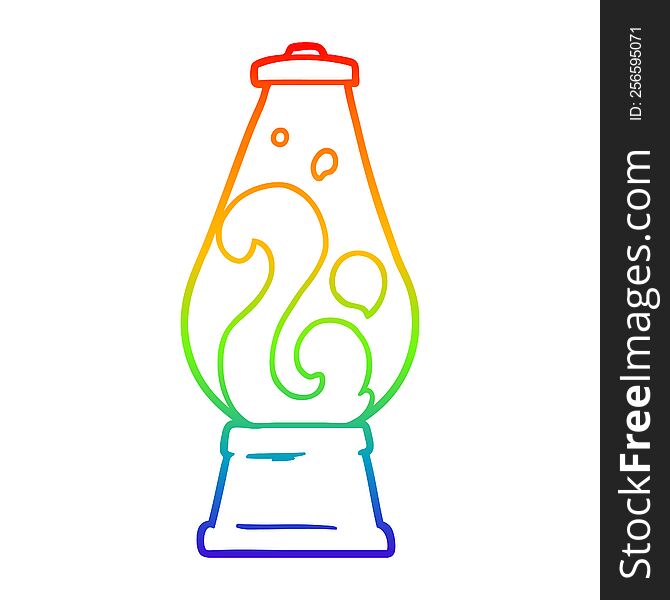 rainbow gradient line drawing of a cartoon retro lava lamp