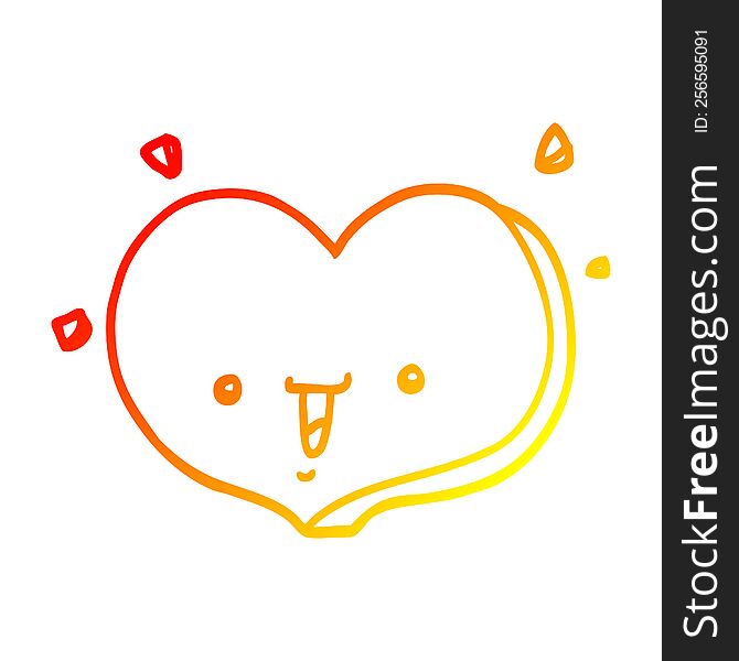 Warm Gradient Line Drawing Cartoon Happy Love Heart