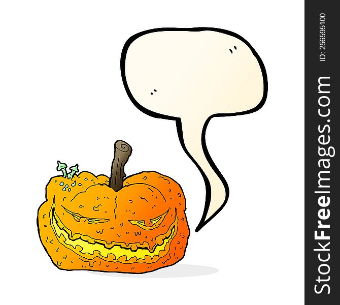 cartoon halloween pumpkin with speech bubble