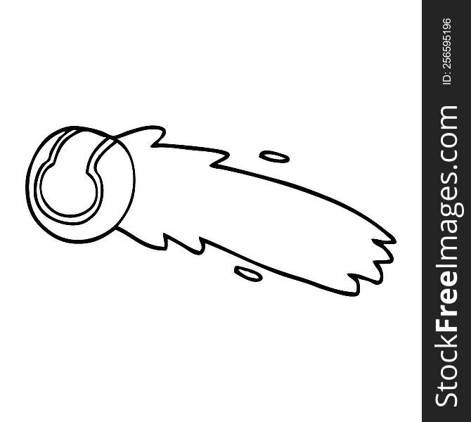 Line Drawing Cartoon Flying Tennis Ball