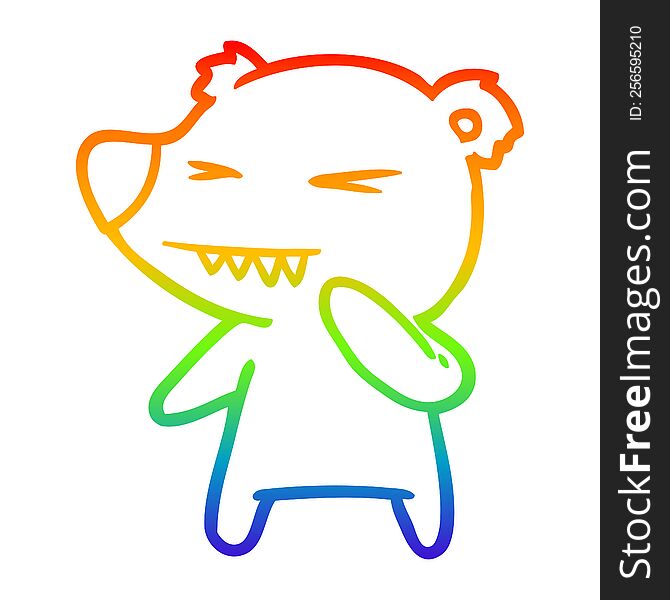 rainbow gradient line drawing of a angry polar bear cartoon