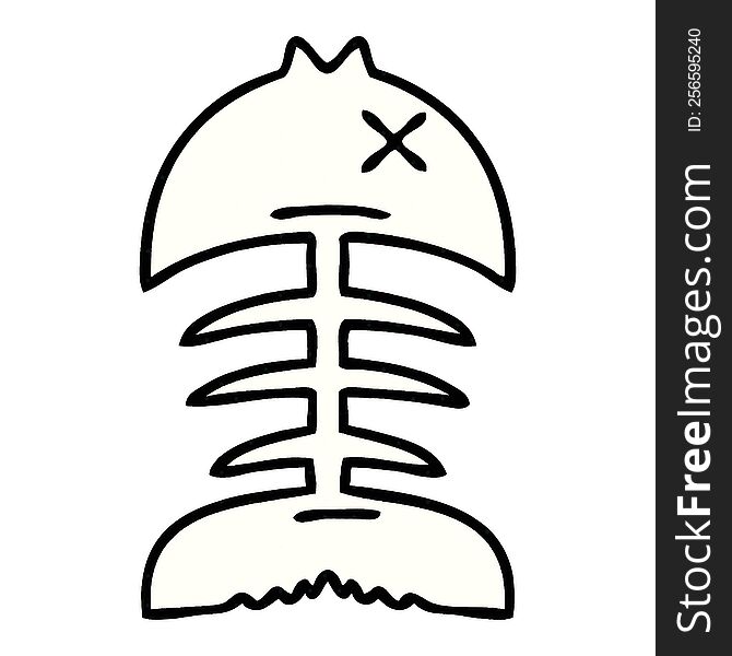 comic book style quirky cartoon dead fish bone. comic book style quirky cartoon dead fish bone