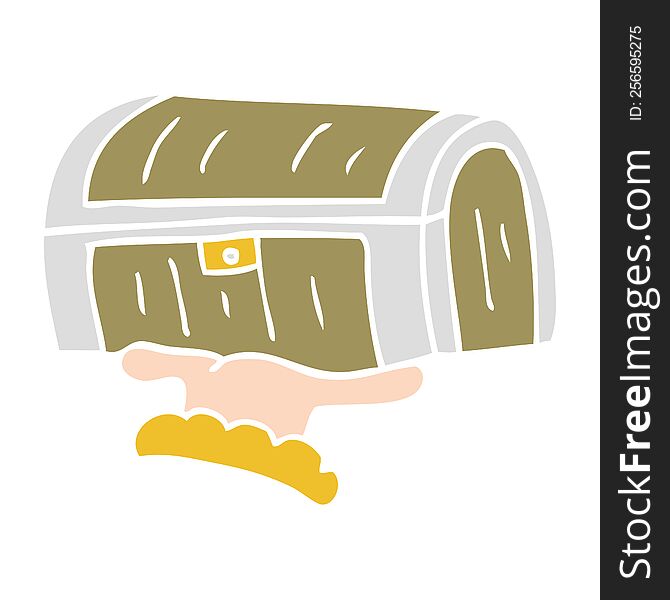 flat color illustration of treasure chest. flat color illustration of treasure chest