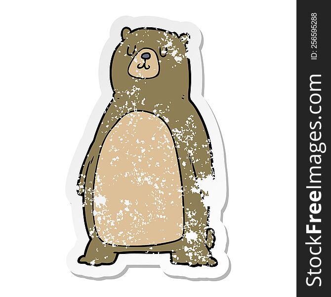 Distressed Sticker Of A Cartoon Bear
