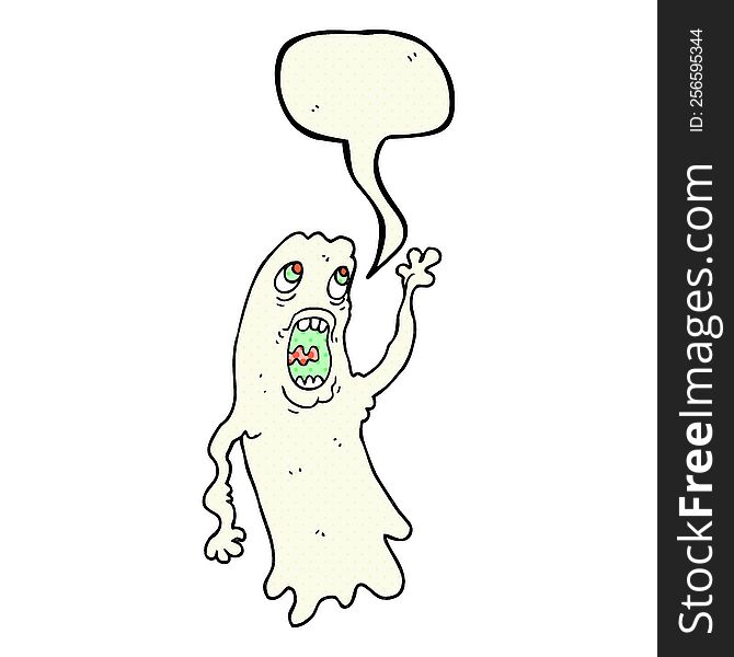 freehand drawn comic book speech bubble cartoon ghost