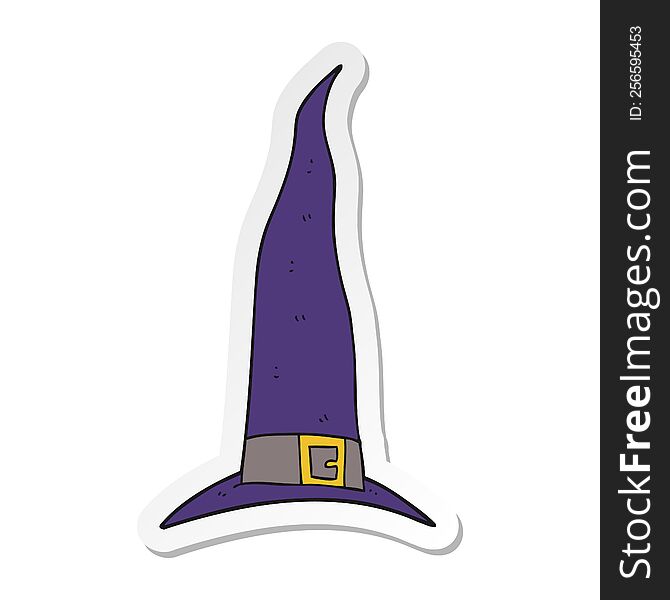 sticker of a cartoon witchs hat