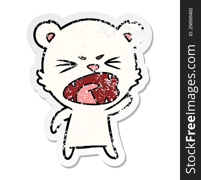 Distressed Sticker Of A Angry Cartoon Polar Bear
