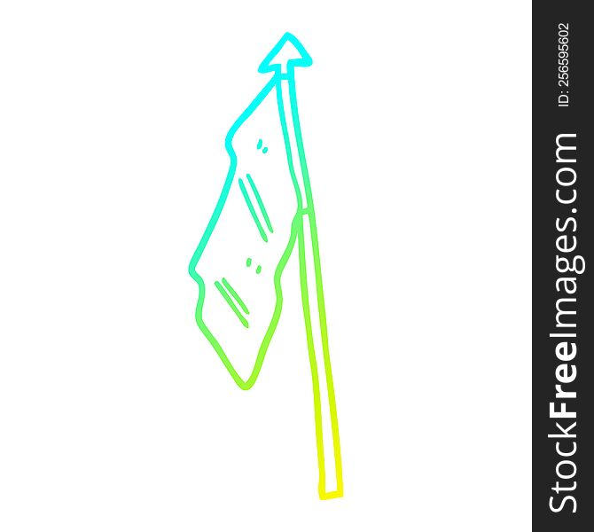 cold gradient line drawing of a cartoon white flag