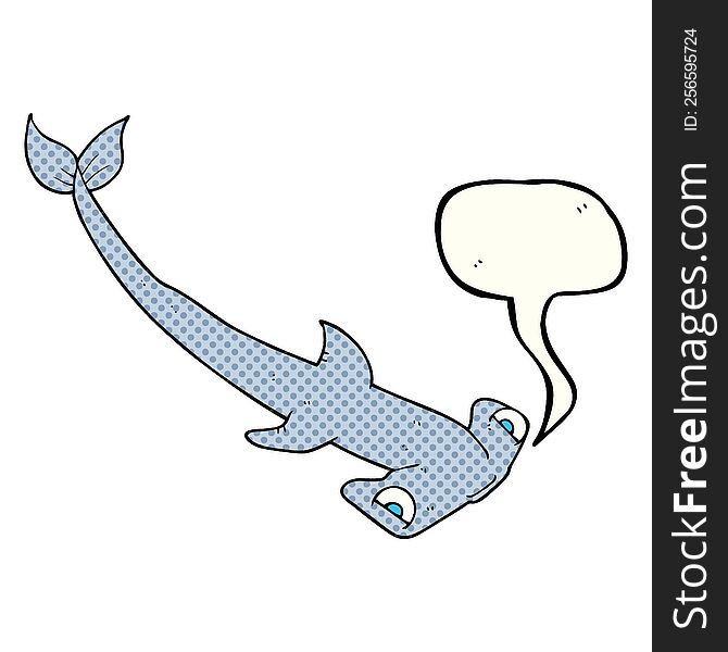 freehand drawn comic book speech bubble cartoon hammerhead shark