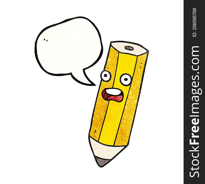 Happy Texture Speech Bubble Cartoon Pencil