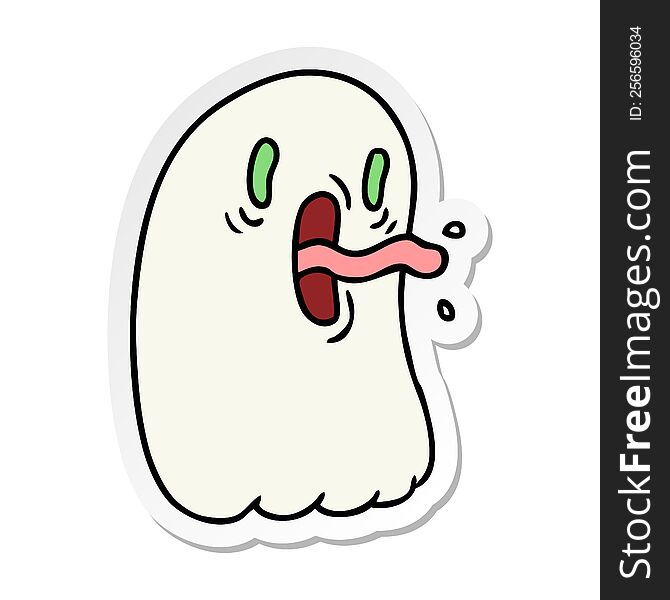 Sticker Cartoon Of Kawaii Scary Ghost