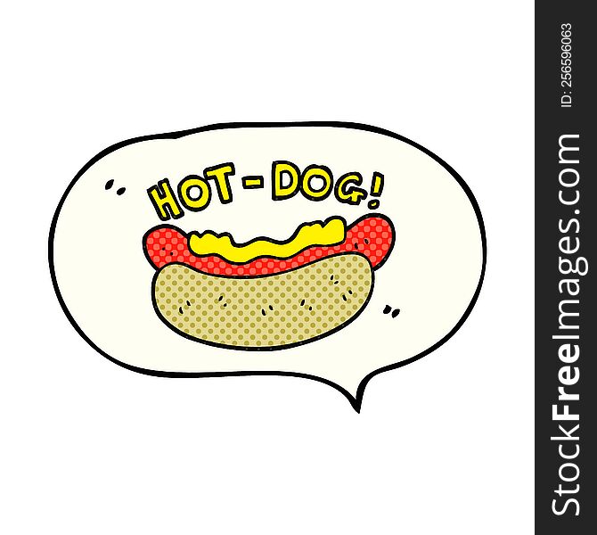 freehand drawn comic book speech bubble cartoon hotdog